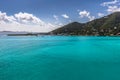 Coastline along a Road Town in Tortola. Caribbean sea Royalty Free Stock Photo