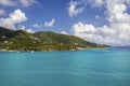 Coastline along a Road Town in Tortola. Caribbean sea Royalty Free Stock Photo