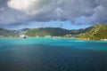 Coastline along a Road Town in Tortola. Caribbean sea Royalty Free Stock Photo