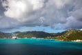 Coastline along a Road Town in Tortola. Caribbean sea Royalty Free Stock Photo