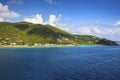 Coastline along a Road Town in Tortola. Caribbean sea Royalty Free Stock Photo