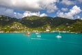 Coastline along a Road Town in Tortola. Caribbean sea Royalty Free Stock Photo