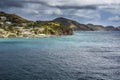 Coastline along a Saint Kitts and Nevis island at Caribbean Royalty Free Stock Photo