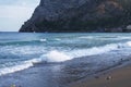 Atlantic coastline white sand dunes and ocean waves rolling. Royalty Free Stock Photo