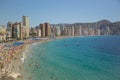 Coastline of a Benidorm. Aerial view of Benidorm, with beach and Royalty Free Stock Photo