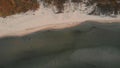 Coastline with blue sea water, aerial drone view. Royalty Free Stock Photo