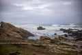 Coastline of Cape Agulhas in South Africa, this place divides the two oceans, the Atlantic and the Indian Ocean