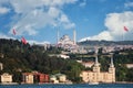 Kuleli Military High School And Camlica Mosque Seen From Bosphorus, Istanbul, Turkey