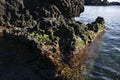 Coastline formed by volcanic activity in Ogi coast in Sado Island, Niigata prefecture, Japan. Royalty Free Stock Photo