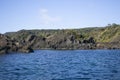 Coastline formed by volcanic activity in Ogi coast in Sado Island, Niigata prefecture, Japan. Royalty Free Stock Photo