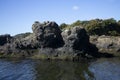 Coastline formed by volcanic activity in Ogi coast in Sado Island, Niigata prefecture, Japan. Royalty Free Stock Photo