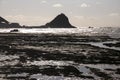 Coastline formed by volcanic activity in Ogi coast in Sado Island, Niigata prefecture, Japan. Royalty Free Stock Photo