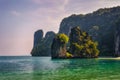 Coastline with huge cliffs on the Koh Hong island in Thailand