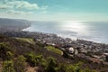 Coastline of Laguna Beach from an aerial view that shows Main Be