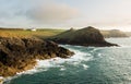 Coastline in late evening sun at Port Quin Royalty Free Stock Photo