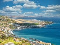 Coastline Madeira with Highway along Santa Cruz and a view at the airport Royalty Free Stock Photo