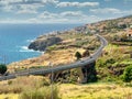 Coastline Madeira with Highway along Santa Cruz and a view at the airport Royalty Free Stock Photo