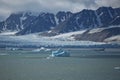 The coastline and mountains of Liefdefjord in the Svalbard Islands Spitzbergen in the high Arctic Royalty Free Stock Photo