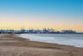 Coastline of Patacona beach overlooking Cabanyal beach and Malvarossa and seaport of Valencia.