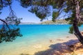 Coastline in Poros Island, Greece. View from the beach