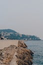 Coastline and Quai Rauba Capeu pathway in Nice, France Royalty Free Stock Photo