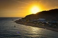 Coastline of the Red sea coral reef at sunset, Eilat, Israel Royalty Free Stock Photo