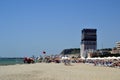 Sandy beach, hotels and residential houses. Golem, Durres, Albania