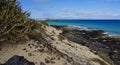 Coastline and sand dunes on Fuerteventura near Corralejo