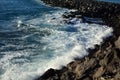 Coastline scene with rocks and sea waves from southern Tenerife .Canary Islands.Spain. Royalty Free Stock Photo