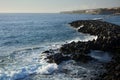 Coastline scene with rocks and sea waves from southern Tenerife .Canary Islands.Spain. Royalty Free Stock Photo