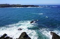 Coastline scenery of blue sky with rocks and sea on Pacific Coast