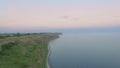 Coastline on Sea. Flight over the sea surface and cliffs