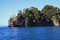 Coastline and the sea near San Fruttuoso, Genova, Liguria, Italy