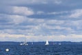 Coastline sea and sailships