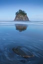 Coastline with sea stacks in sunset time with red and purple light. Rialto Beach in Olympic National Park, Olympic Peninsula, USA. Royalty Free Stock Photo