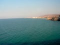 Coastline sea view with blue and calm sea in Crete Greece