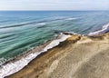 Coastline seen from above with the colors of the sand and the undertow