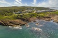 The coastline and Tasman Sea viewed from Birubi Point in regional Australia