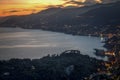 The coastline and town of Camogli at night