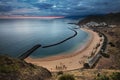 Coastline view of Playa de Las Teresitas beach and San Andres town of Tenerife, Spain Royalty Free Stock Photo