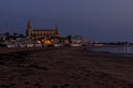 Coastline with view to the church Santuario de Nuestra SeÃÂ±ora de Regla de Chipiona in Chipiona in Andalusia