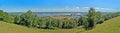 Coastline of Volga river in Nizhny Novgorod - pano Royalty Free Stock Photo