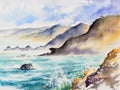 Coastline watercolors painted