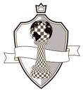 Coat of arms chess pawn and crown, vector