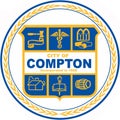 Coat of arms of the city of Compton. USA