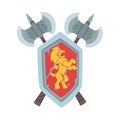 Coat of Arms on Escutcheon or Shield with Crossed Ax Vector Illustration