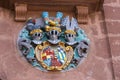 Coat of arms on the exterior wall of the Protestant town church Freudenstadt