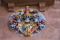 Coat of arms on the exterior wall of the Protestant town church Freudenstadt