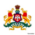 Coat of Arms of Karnataka is a Indian region. Vector emblem