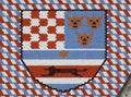 Coat of Arms Kingdom of Croatia, Slavonia and Dalmatia, checkered tiled rooftop of St Mark`s church in Zagreb, Croatia